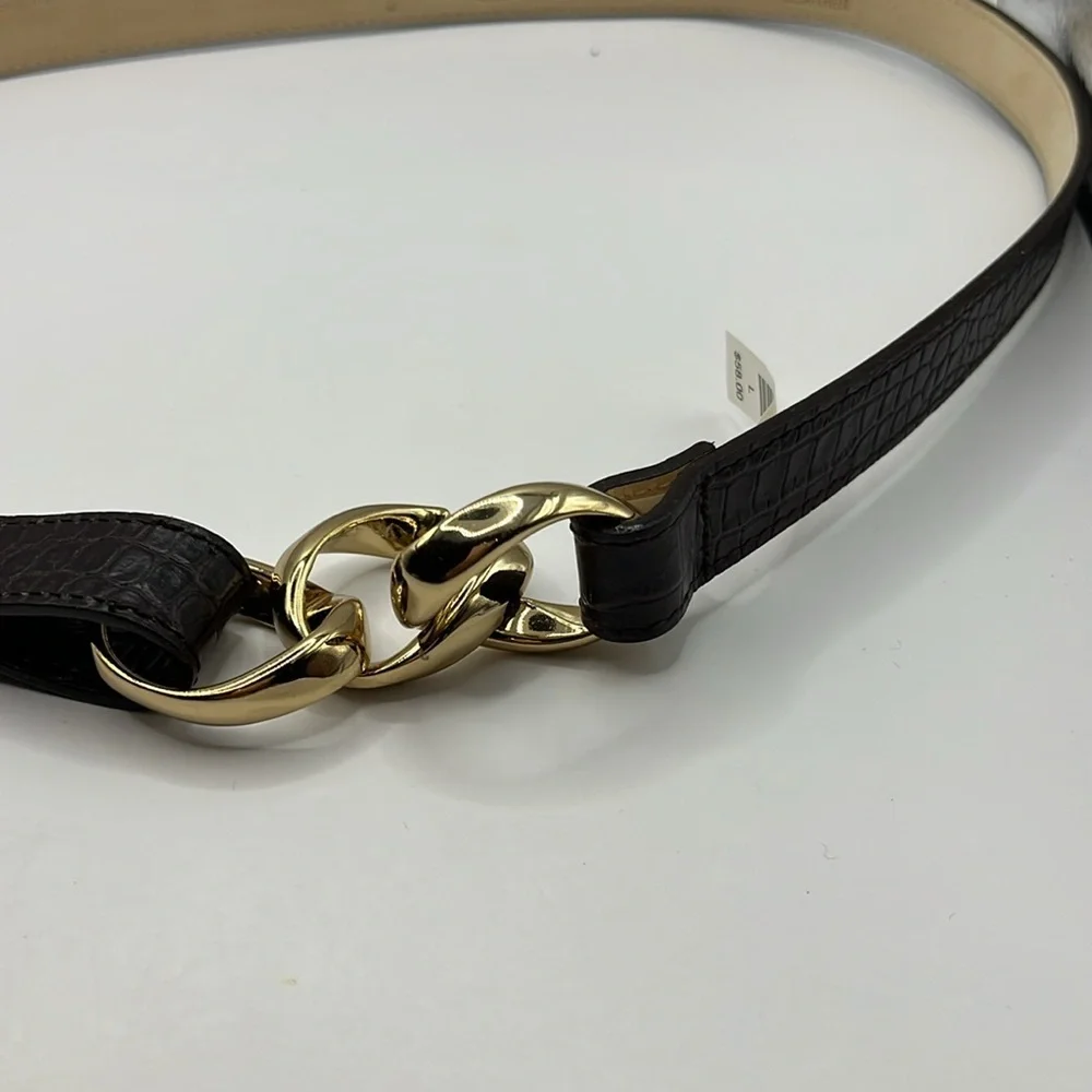 Talbots Black Croc Embossed Genuine Leather 1